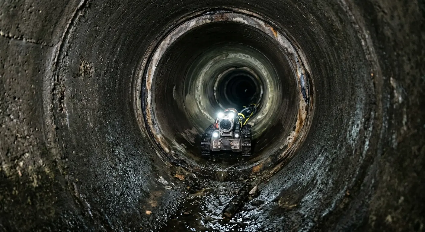 Robotic sewer camera inspecting pipe interior for Sewer Line Cleaning in Starke